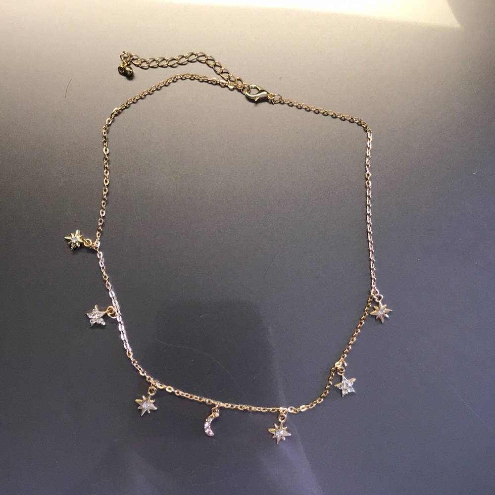 Gold chain charm necklace
